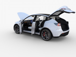 tesla model y white with interior Model 3D