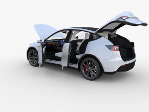 tesla model y white with interior 3D Model