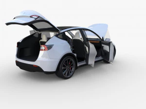 tesla model y white with interior 3D Model