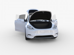 tesla model y white with interior Model 3D