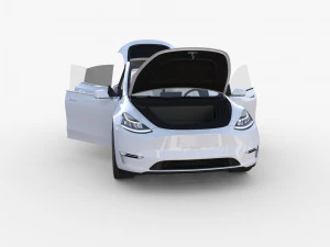 tesla model y white with interior 3D Model