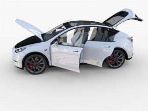 tesla model y white with interior Model 3D