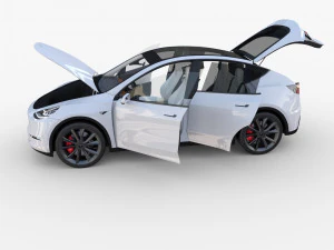 tesla model y white with interior 3D Model
