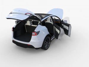 tesla model y white with interior 3D Model