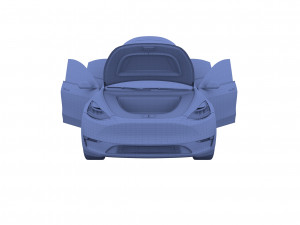 tesla model y white with interior Model 3D
