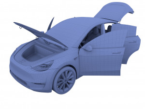 tesla model y white with interior Model 3D