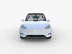 tesla model y white with interior 3D Model