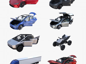 full tesla 2020 vehicle lineup with interiors Modèle 3D