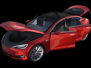 full tesla 2020 vehicle lineup with interiors 3D Model