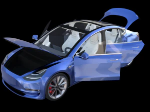 full tesla 2020 vehicle lineup with interiors 3D Model
