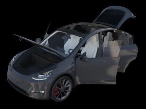 full tesla 2020 vehicle lineup with interiors 3D Model