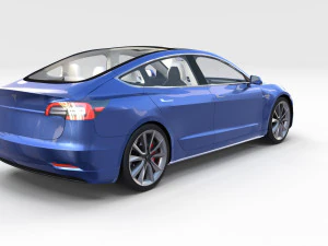 full tesla 2020 vehicle lineup with interiors 3D Model