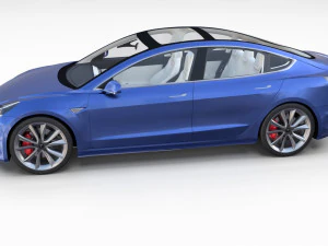 full tesla 2020 vehicle lineup with interiors 3D Model