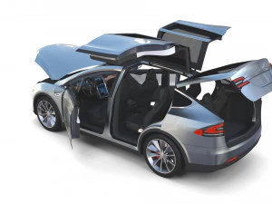 full tesla 2020 vehicle lineup with interiors 3D Model