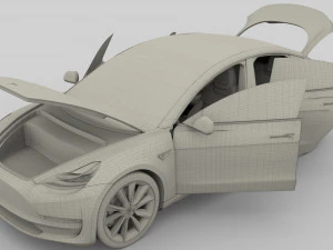 full tesla 2020 vehicle lineup with interiors 3D Model