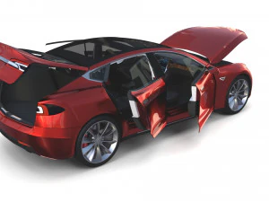full tesla 2020 vehicle lineup with interiors 3D Model