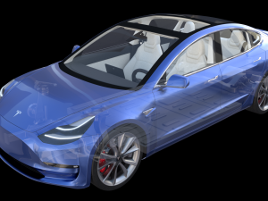 full tesla 2020 vehicle lineup with interiors and chassis Modelo 3D
