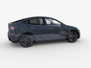full tesla 2020 vehicle lineup with interiors and chassis Modelo 3D