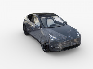 full tesla 2020 vehicle lineup with interiors and chassis Modelo 3D