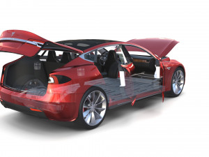 full tesla 2020 vehicle lineup with interiors and chassis Modelo 3D