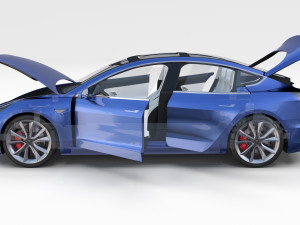 full tesla 2020 vehicle lineup with interiors and chassis Modelo 3D