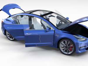 full tesla 2020 vehicle lineup with interiors and chassis Modelo 3D