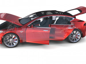 full tesla 2020 vehicle lineup with interiors and chassis Modelo 3D