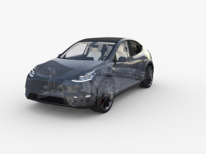 full tesla 2020 vehicle lineup with interiors and chassis Modelo 3D