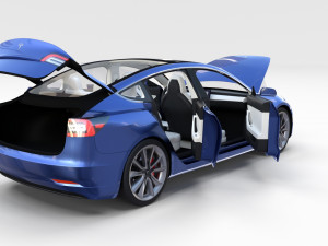 full tesla 2020 vehicle lineup with interiors and chassis Modelo 3D