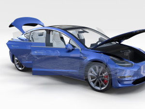 full tesla 2020 vehicle lineup with interiors and chassis Modelo 3D