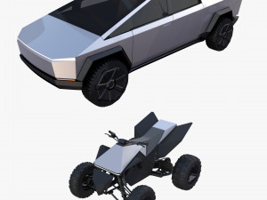 tesla cybertruck and cyberquad pack 3Dモデル
