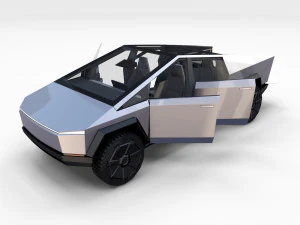 tesla cybertruck and cyberquad pack with interior 3D Model