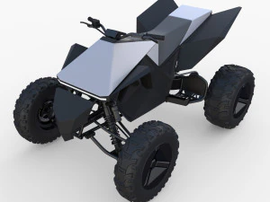 tesla cybertruck and cyberquad pack with interior 3D Model