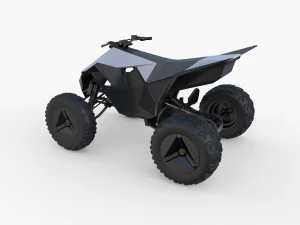 tesla cybertruck and cyberquad pack with interior 3D Model