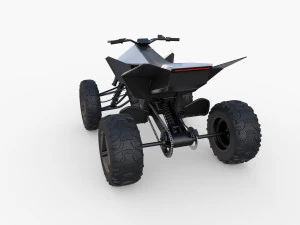 tesla cybertruck and cyberquad pack with interior 3D Model