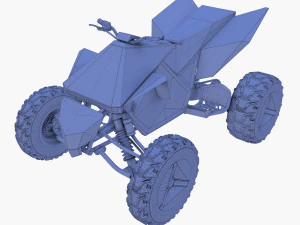 tesla cybertruck and cyberquad pack with interior 3D Model
