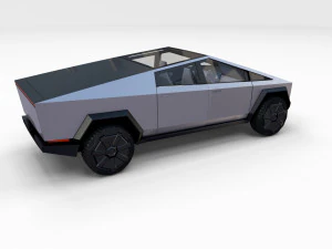 tesla cybertruck and cyberquad pack with interior 3D Model