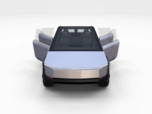 tesla cybertruck and cyberquad pack with interior 3D Model