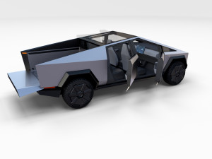 tesla cybertruck and cyberquad pack with interior 3D 模型