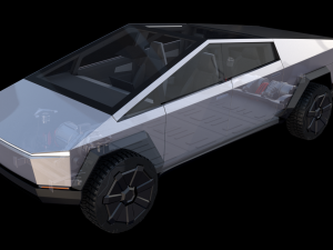 tesla cybertruck and cyberquad pack with interior and chassis Modèle 3D