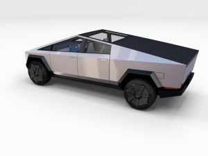 tesla cybertruck and cyberquad pack with interior and chassis Modèle 3D