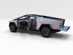 tesla cybertruck and cyberquad pack with interior and chassis Modèle 3D
