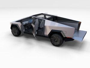 tesla cybertruck and cyberquad pack with interior and chassis Modèle 3D