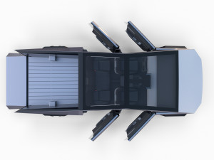 tesla cybertruck and cyberquad pack with interior and chassis Modèle 3D