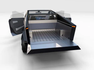tesla cybertruck and cyberquad pack with interior and chassis 3D Model