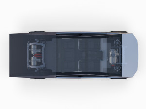 tesla cybertruck and cyberquad pack with interior and chassis Modèle 3D