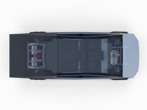 tesla cybertruck and cyberquad pack with interior and chassis 3D Model