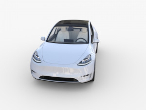 tesla model y awd white with interior and chassis 3D Model