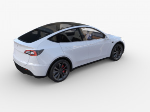 tesla model y awd white with interior and chassis 3D Model