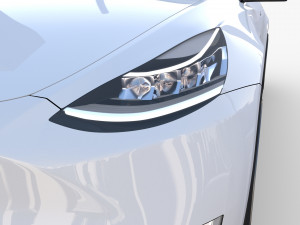 tesla model y awd white with interior and chassis 3D Model